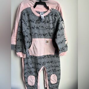 Carhartt girls button romper jumpsuits with patches size 24M NWT